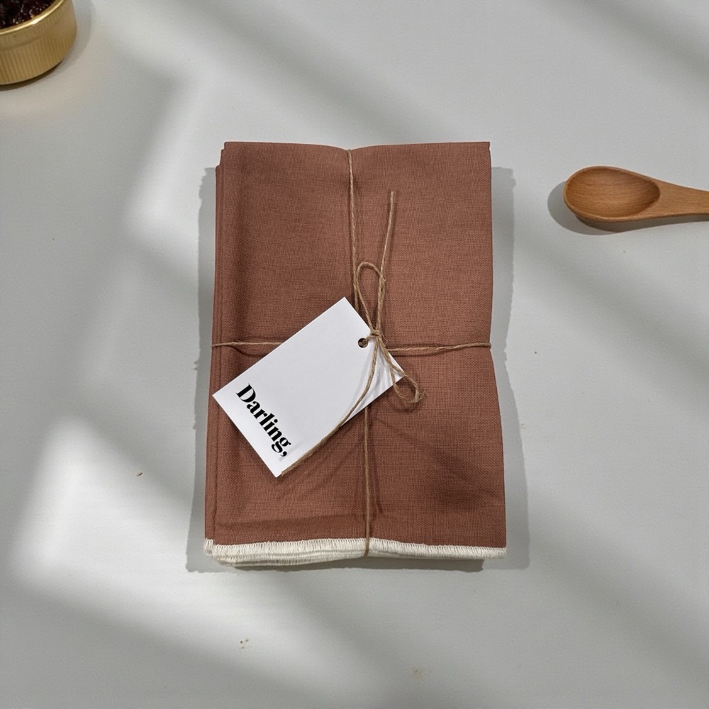 Darling Brown and Cream Kitchen Linens